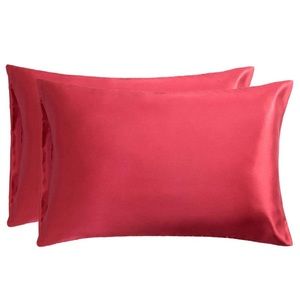 Bedsure 100% Polyester Satin Red Pillowcases